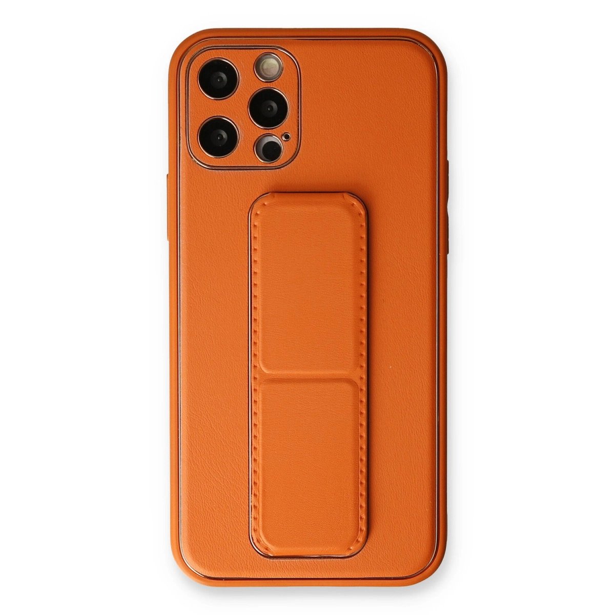 İphone 12 Pro Kılıf Coco Deri Standlı Kapak - Turuncu İphone 12 Pro Kılıf Coco Deri Standlı Kapak - Turuncu