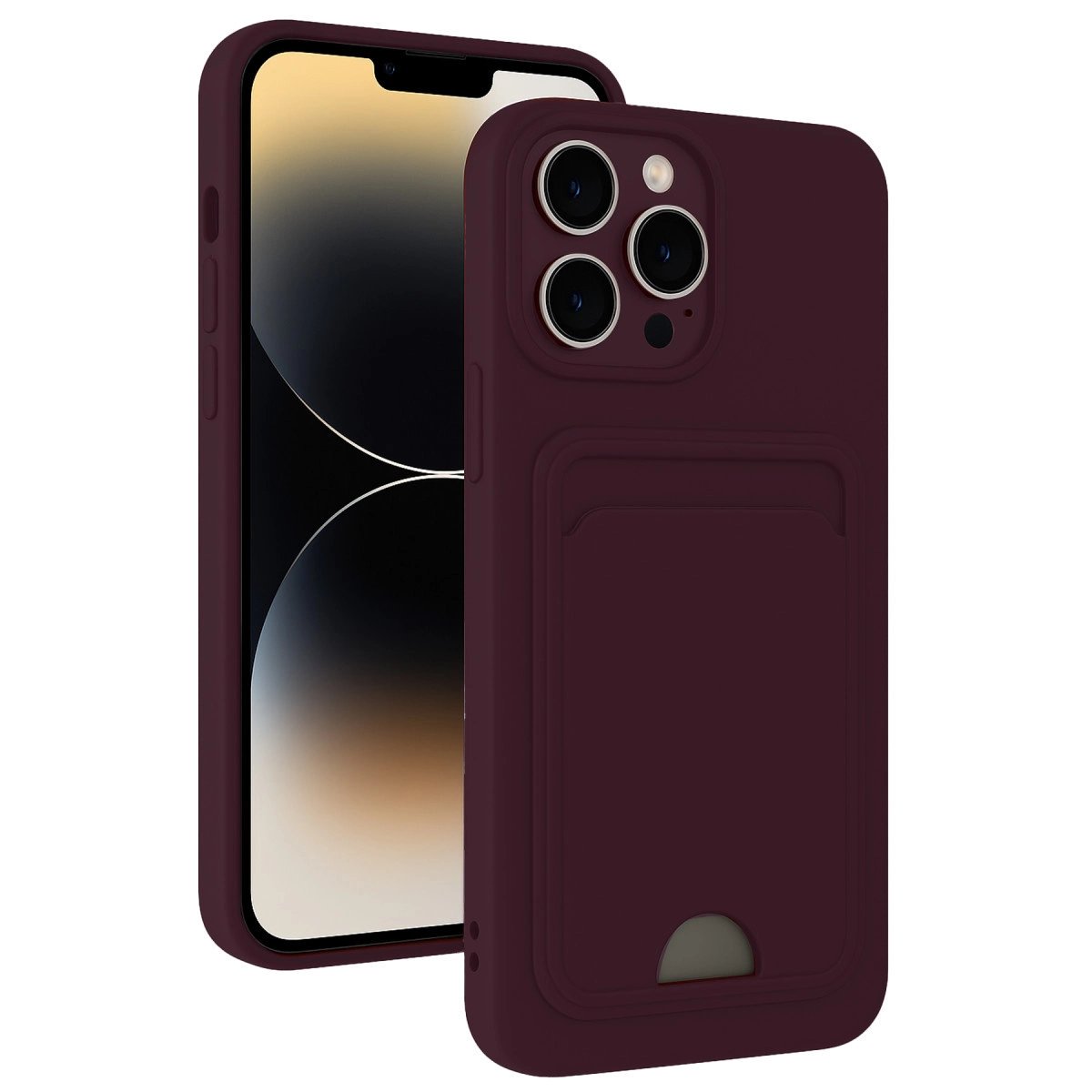 İphone 13 Pro Max Kılıf Kelvin Kartvizitli Silikon - Derin Mor