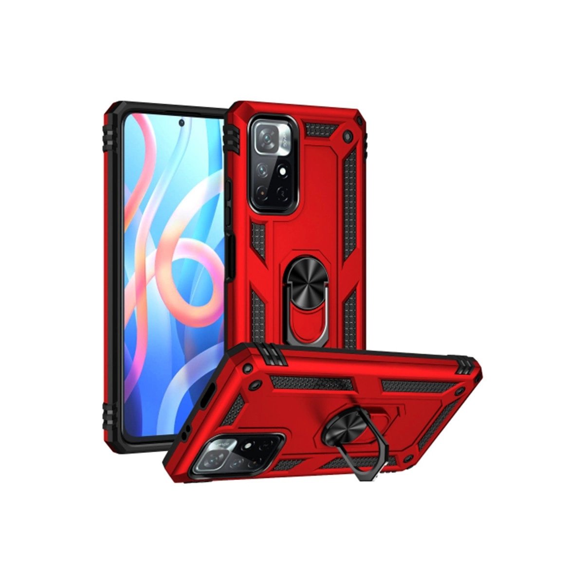 Xiaomi Redmi Note 11t Kılıf Sofya Yüzüklü Silikon Kapak - Kırmızı Xiaomi Redmi Note 11t Kılıf Sofya Yüzüklü Silikon Kapak - Kırmızı