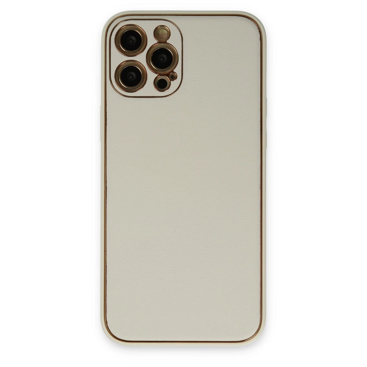 İphone 12 Pro Kılıf Coco Deri Silikon Kapak - Beyaz
