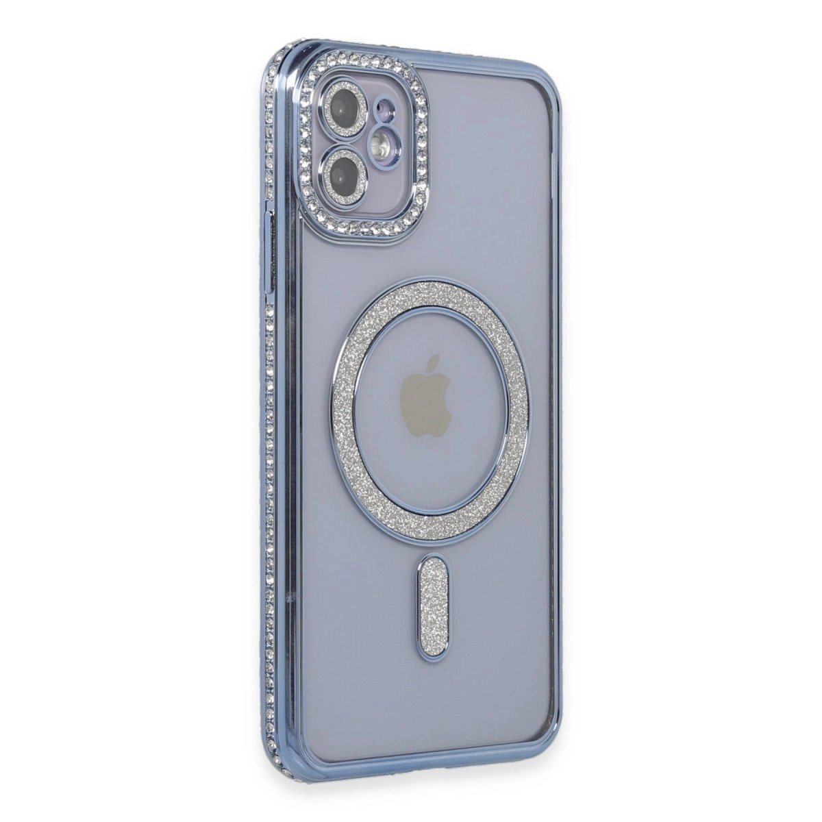 İphone 11 Kılıf Joke Simli Magneticsafe Kılıf - Mavi