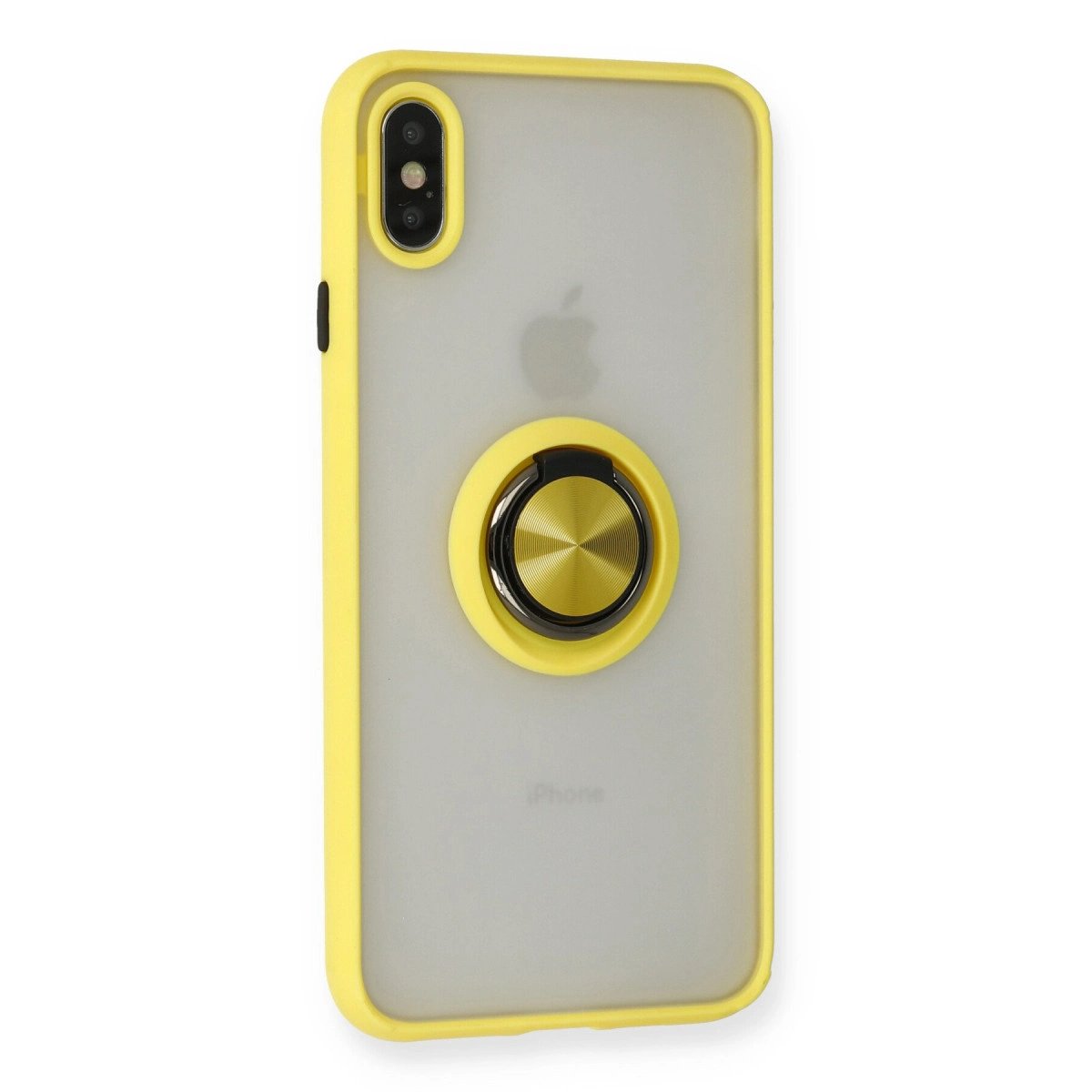 İphone X Kılıf Montreal Yüzüklü Silikon Kapak - Sarı İphone X Kılıf Montreal Yüzüklü Silikon Kapak - Sarı