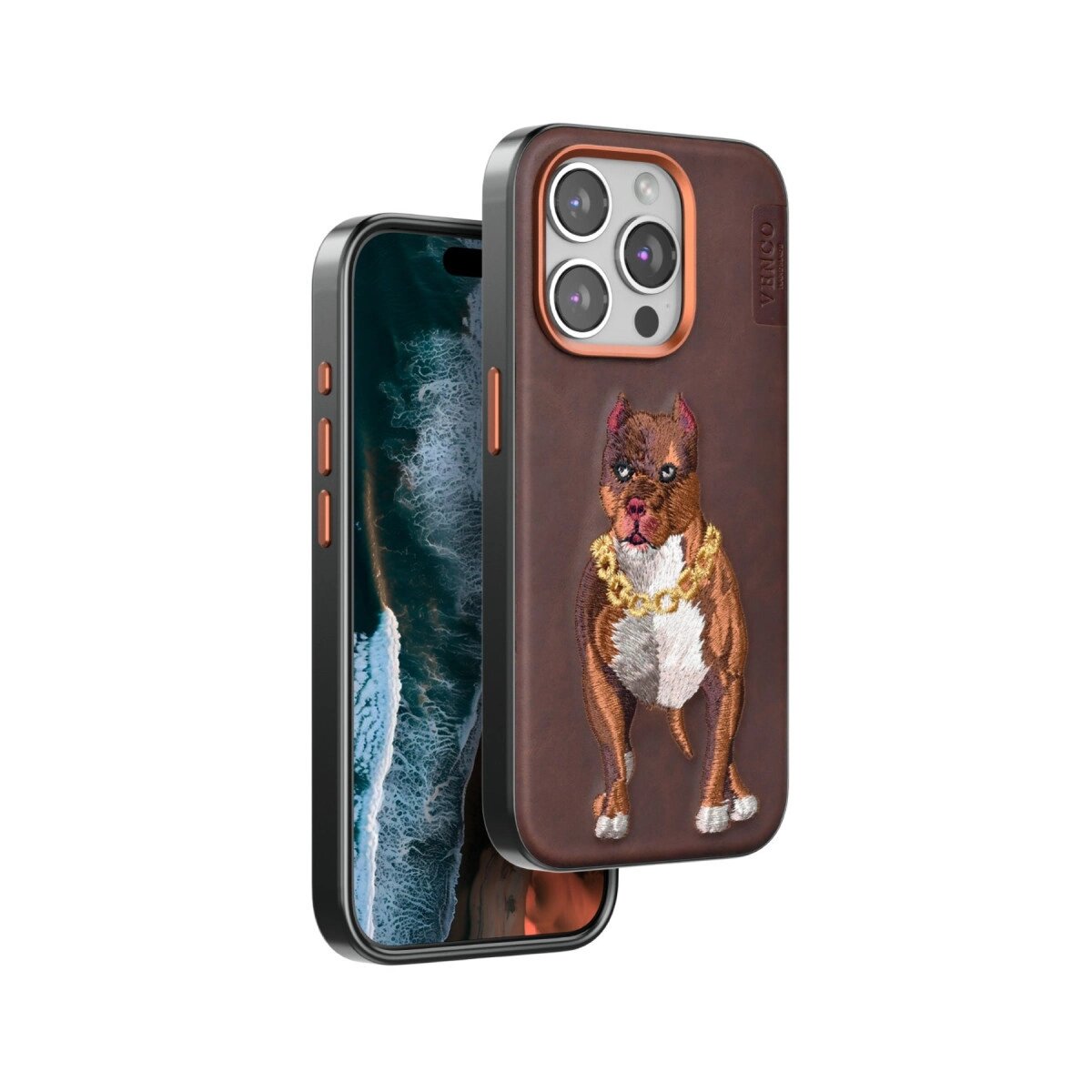 Venco İphone 14 Pro Max Perma Desenli Kapak - Kahverengi