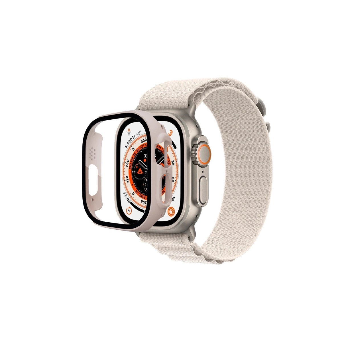 Apple Watch Ultra 49mm Desert Camlı Kasa Ekran Koruyucu - Metalik Gold Apple Watch Ultra 49mm Desert Camlı Kasa Ekran Koruyucu - Metalik Gold