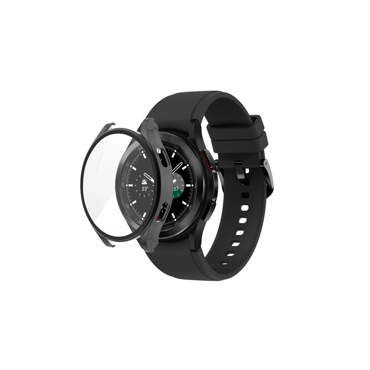 Watch 5 44mm Wall Camlı Kasa Ekran Koruyucu - Siyah Watch 5 44mm Wall Camlı Kasa Ekran Koruyucu - Siyah