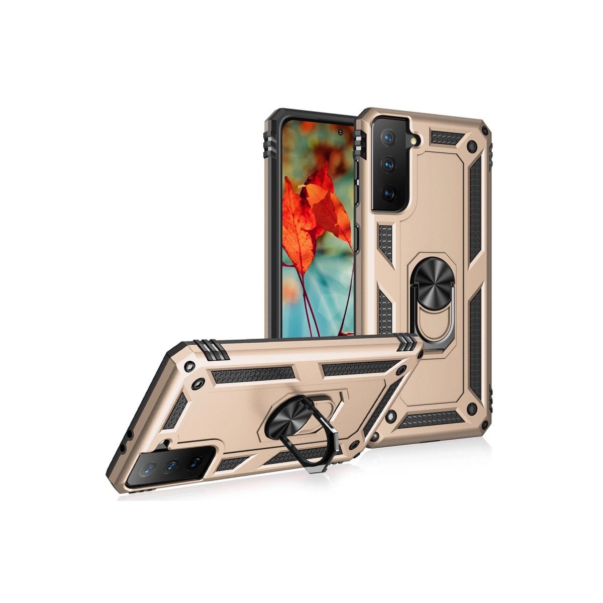 Samsung Galaxy S21 Kılıf Sofya Yüzüklü Silikon Kapak - Gold Samsung Galaxy S21 Kılıf Sofya Yüzüklü Silikon Kapak - Gold