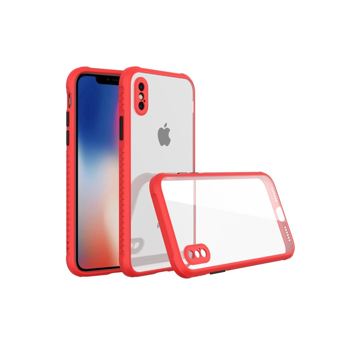 İphone Xs Max Kılıf Miami Şeffaf Silikon - Kırmızı İphone Xs Max Kılıf Miami Şeffaf Silikon - Kırmızı