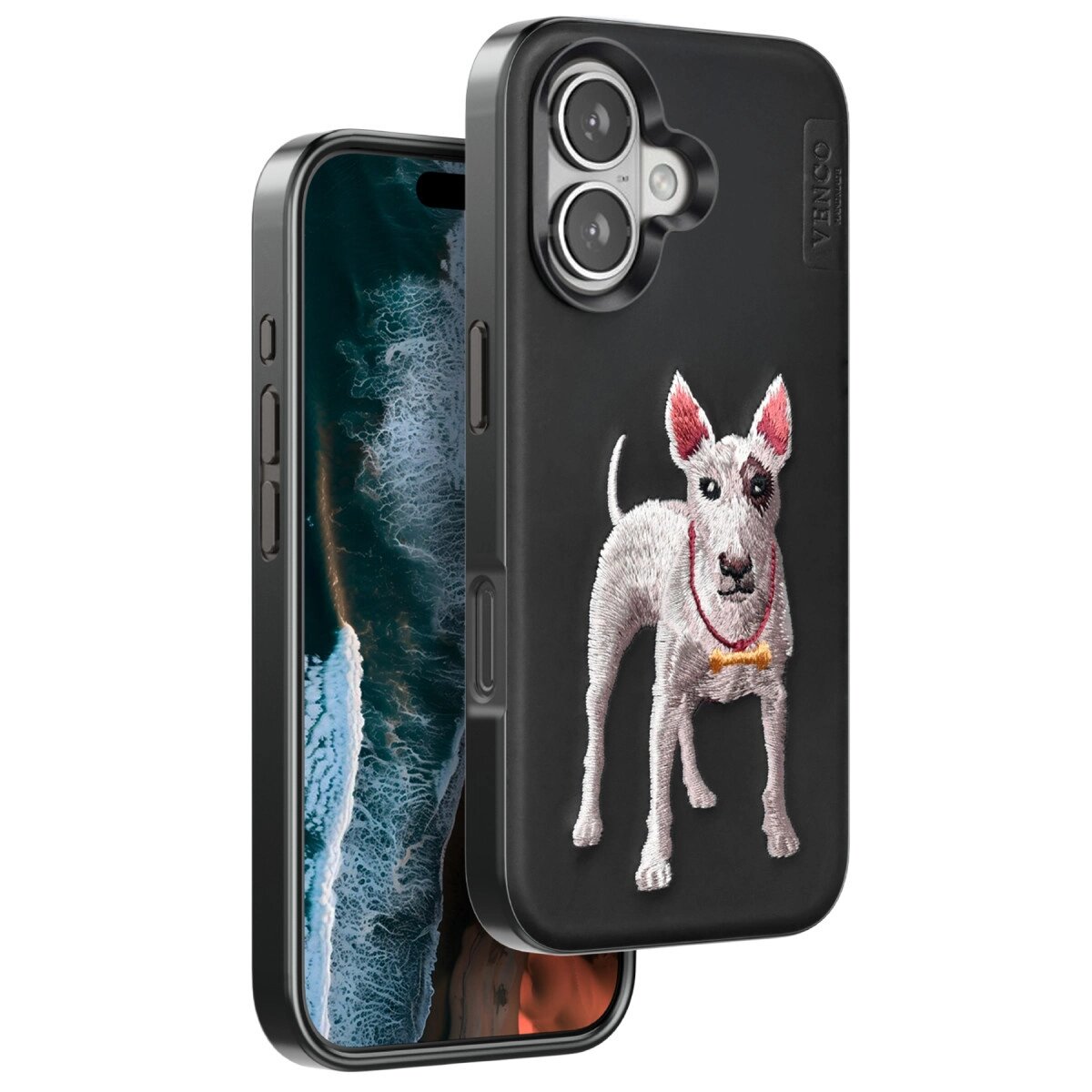 Venco İphone 16 Perma Desenli Kapak - Siyah Venco İphone 16 Perma Desenli Kapak - Siyah