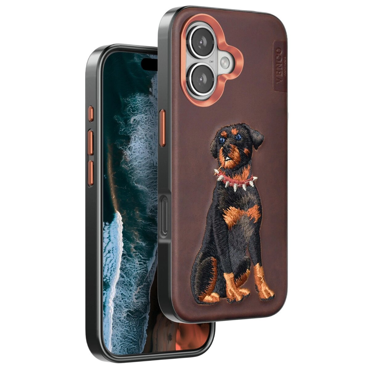 Venco İphone 16 Perma Desenli Kapak - Koyu Kahve Venco İphone 16 Perma Desenli Kapak - Koyu Kahve