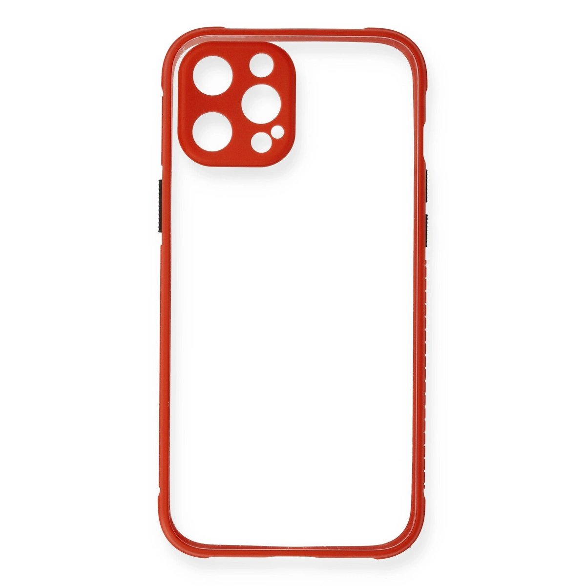İphone 12 Pro Kılıf Miami Şeffaf Silikon - Kırmızı İphone 12 Pro Kılıf Miami Şeffaf Silikon - Kırmızı
