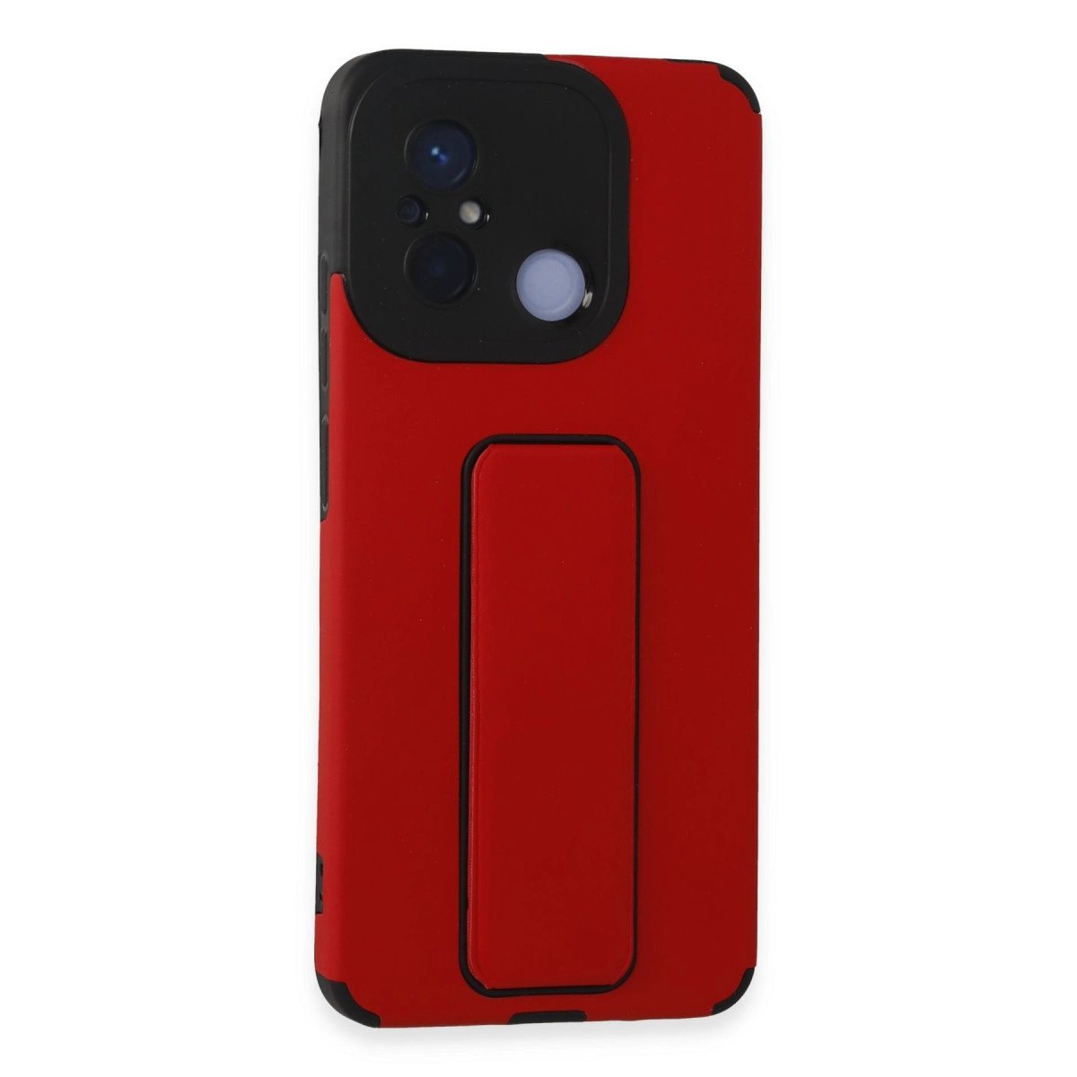 Xiaomi Redmi 12c Kılıf Mega Standlı Silikon - Kırmızı Xiaomi Redmi 12c Kılıf Mega Standlı Silikon - Kırmızı