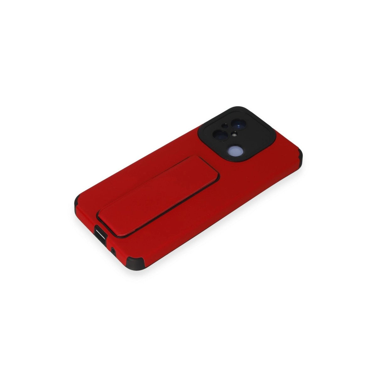 Xiaomi Redmi 12c Kılıf Mega Standlı Silikon - Kırmızı Xiaomi Redmi 12c Kılıf Mega Standlı Silikon - Kırmızı