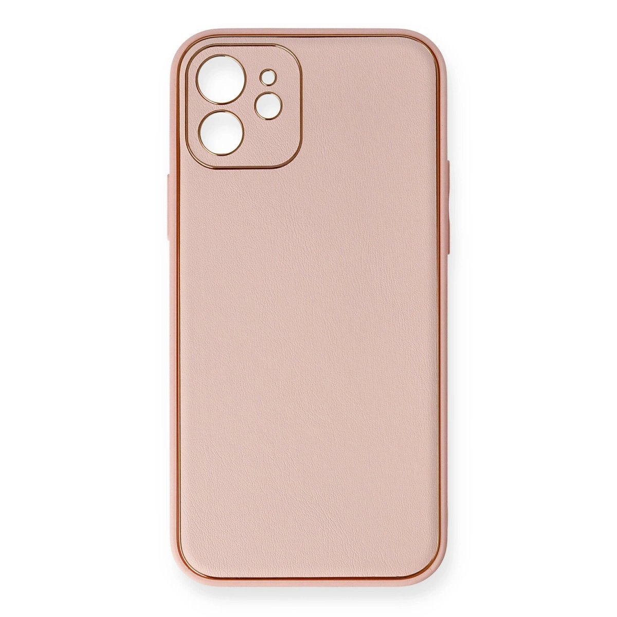 İphone 12 Kılıf Coco Deri Silikon Kapak - Pembe