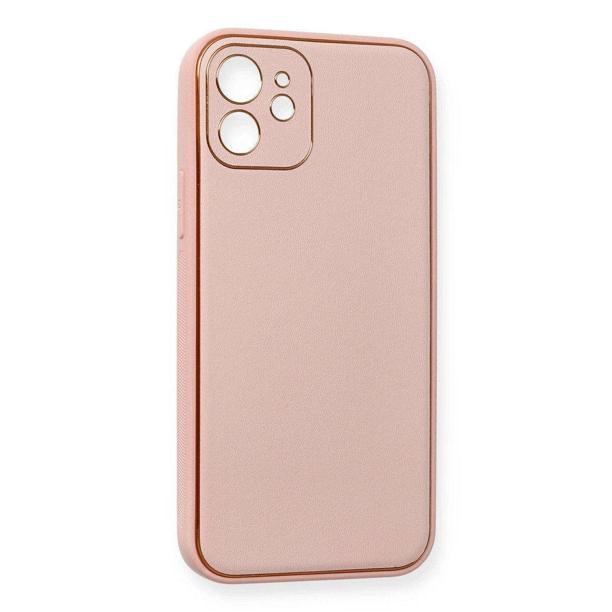 İphone 12 Kılıf Coco Deri Silikon Kapak - Pembe