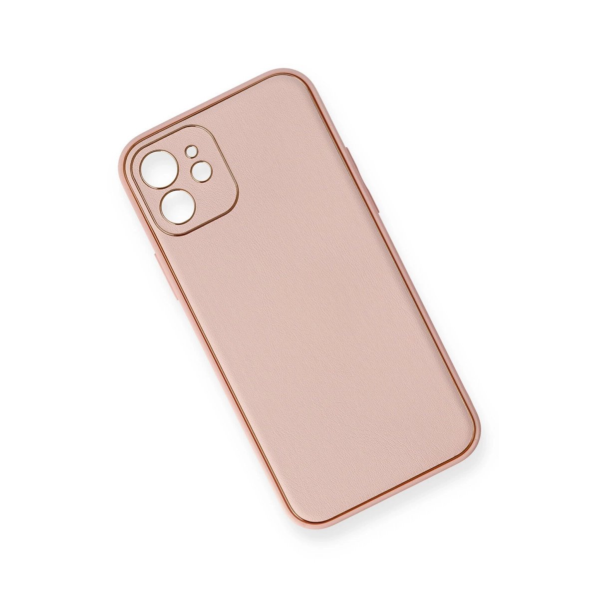 İphone 12 Kılıf Coco Deri Silikon Kapak - Pembe