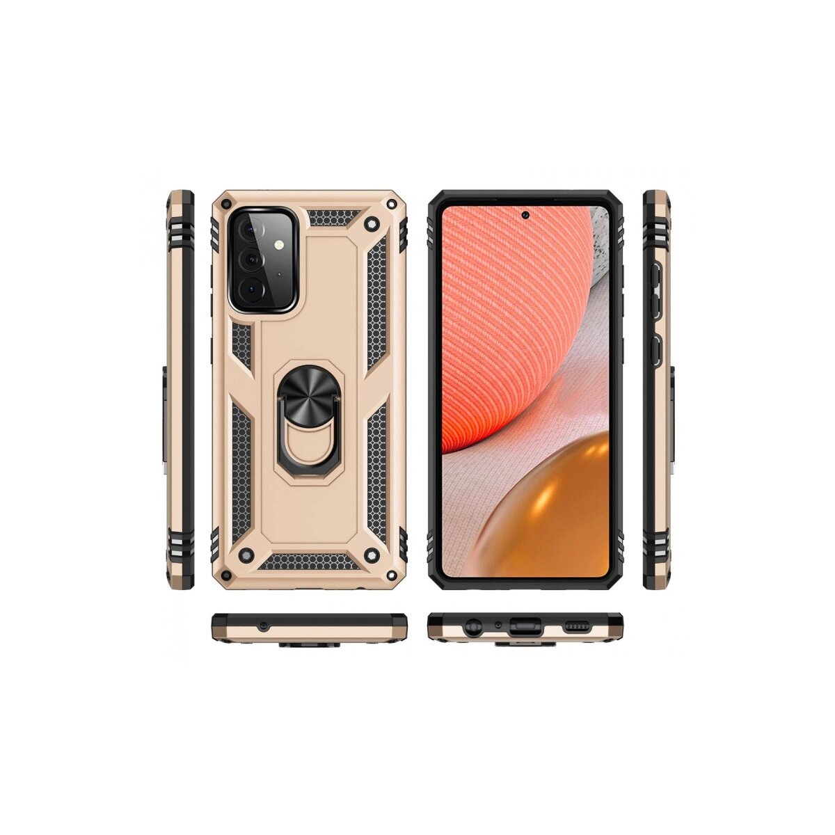 Samsung Galaxy A72 Kılıf Sofya Yüzüklü Silikon Kapak - Gold Samsung Galaxy A72 Kılıf Sofya Yüzüklü Silikon Kapak - Gold