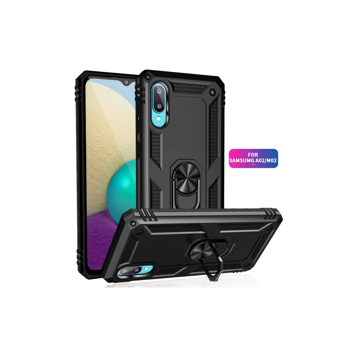 Samsung Galaxy A02 Kılıf Sofya Yüzüklü Silikon Kapak - Siyah Samsung Galaxy A02 Kılıf Sofya Yüzüklü Silikon Kapak - Siyah