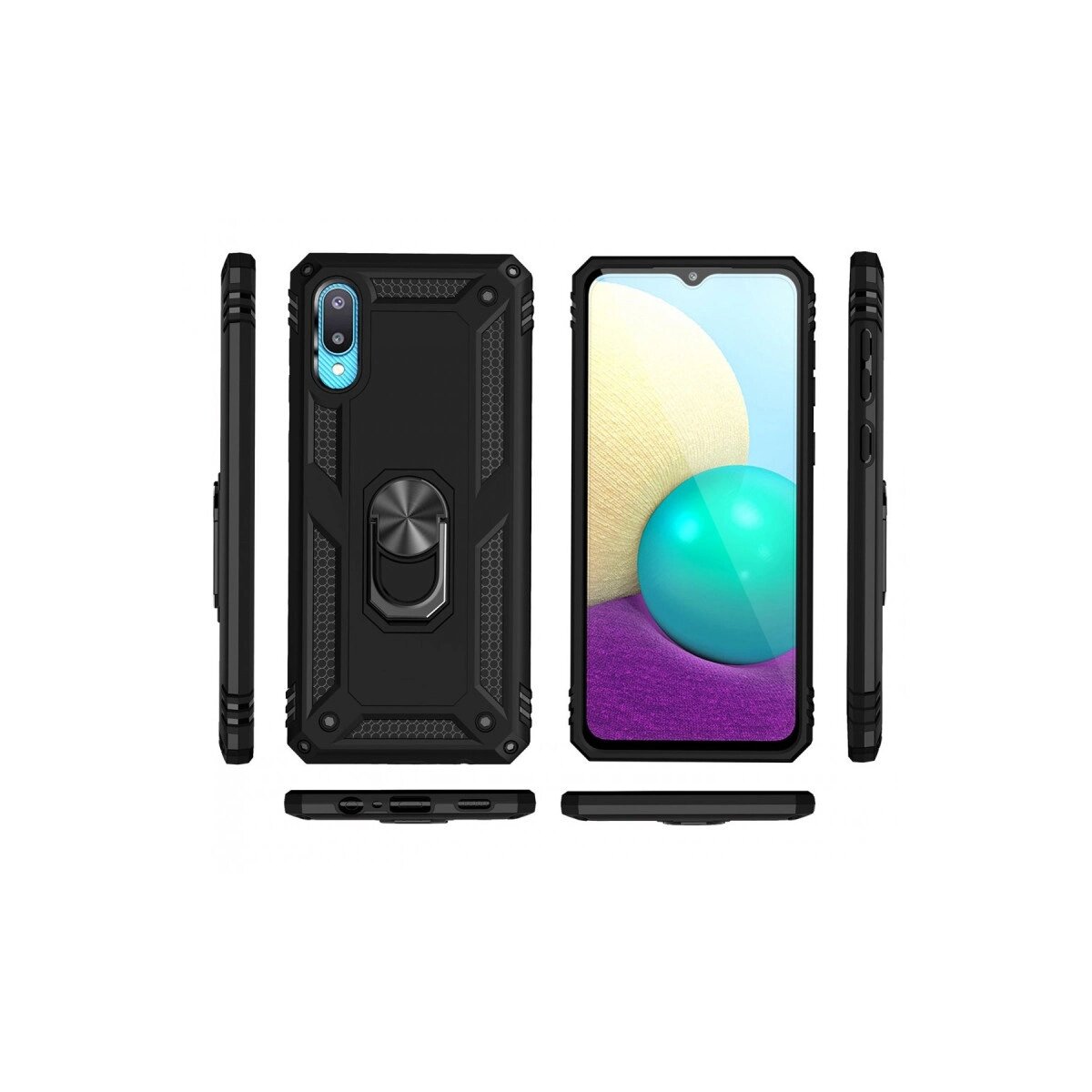 Samsung Galaxy A02 Kılıf Sofya Yüzüklü Silikon Kapak - Siyah Samsung Galaxy A02 Kılıf Sofya Yüzüklü Silikon Kapak - Siyah