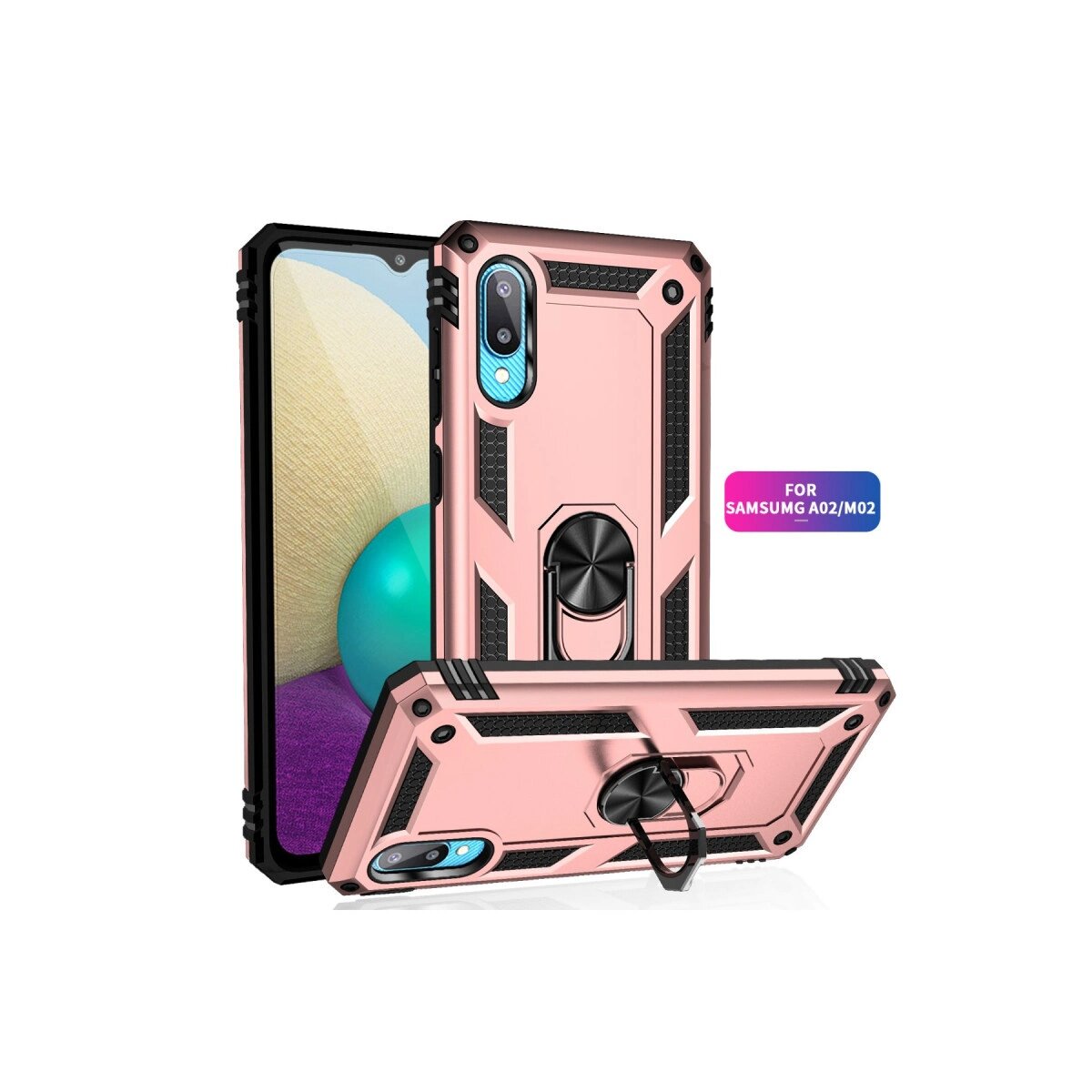 Samsung Galaxy A02 Kılıf Sofya Yüzüklü Silikon Kapak - Rose Samsung Galaxy A02 Kılıf Sofya Yüzüklü Silikon Kapak - Rose