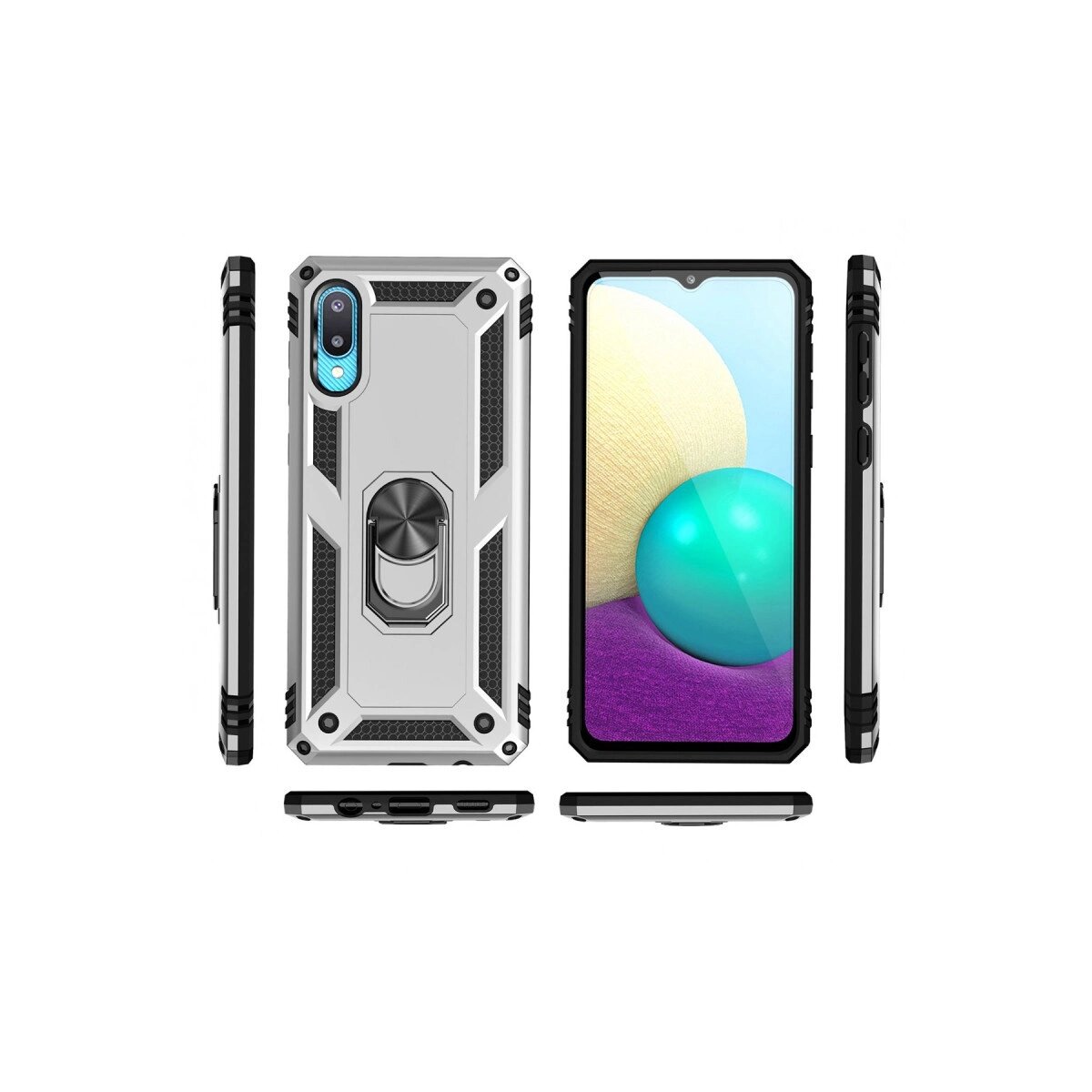 Samsung Galaxy A02 Kılıf Sofya Yüzüklü Silikon Kapak - Gümüş Samsung Galaxy A02 Kılıf Sofya Yüzüklü Silikon Kapak - Gümüş