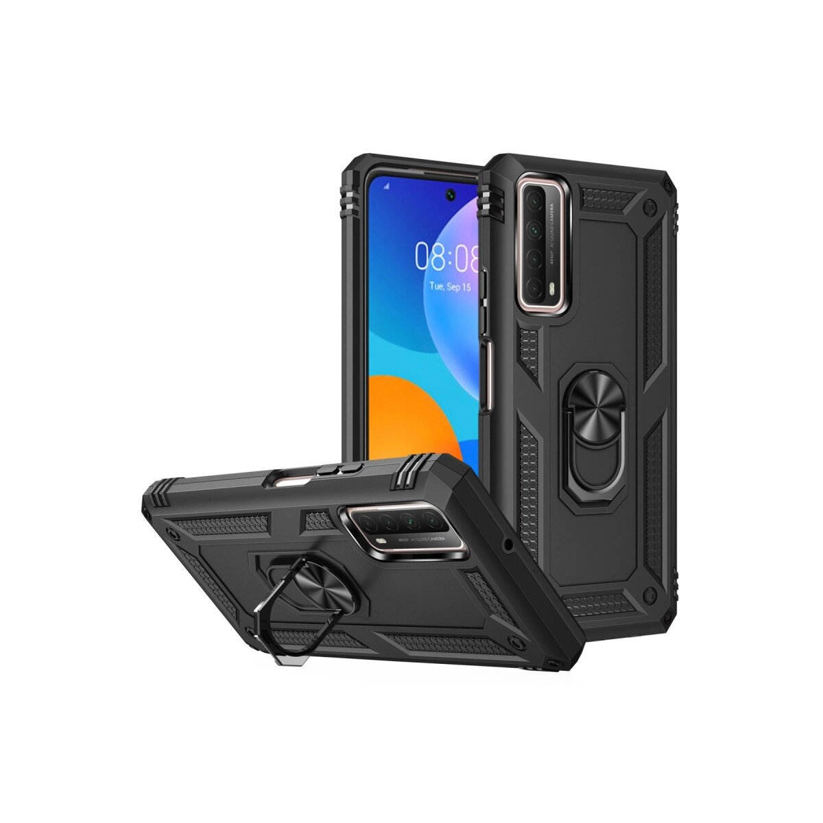 Huawei P Smart 2021 Kılıf Sofya Yüzüklü Silikon Kapak - Siyah Huawei P Smart 2021 Kılıf Sofya Yüzüklü Silikon Kapak - Siyah
