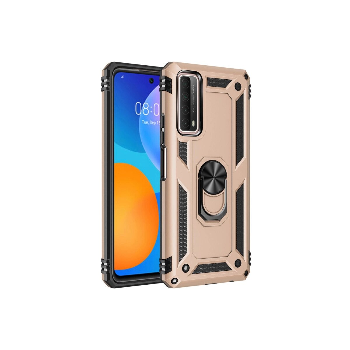Huawei P Smart 2021 Kılıf Sofya Yüzüklü Silikon Kapak - Gold Huawei P Smart 2021 Kılıf Sofya Yüzüklü Silikon Kapak - Gold