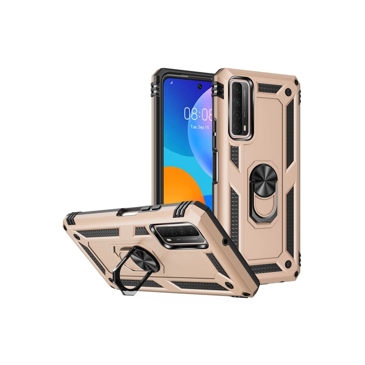Huawei P Smart 2021 Kılıf Sofya Yüzüklü Silikon Kapak - Gold Huawei P Smart 2021 Kılıf Sofya Yüzüklü Silikon Kapak - Gold