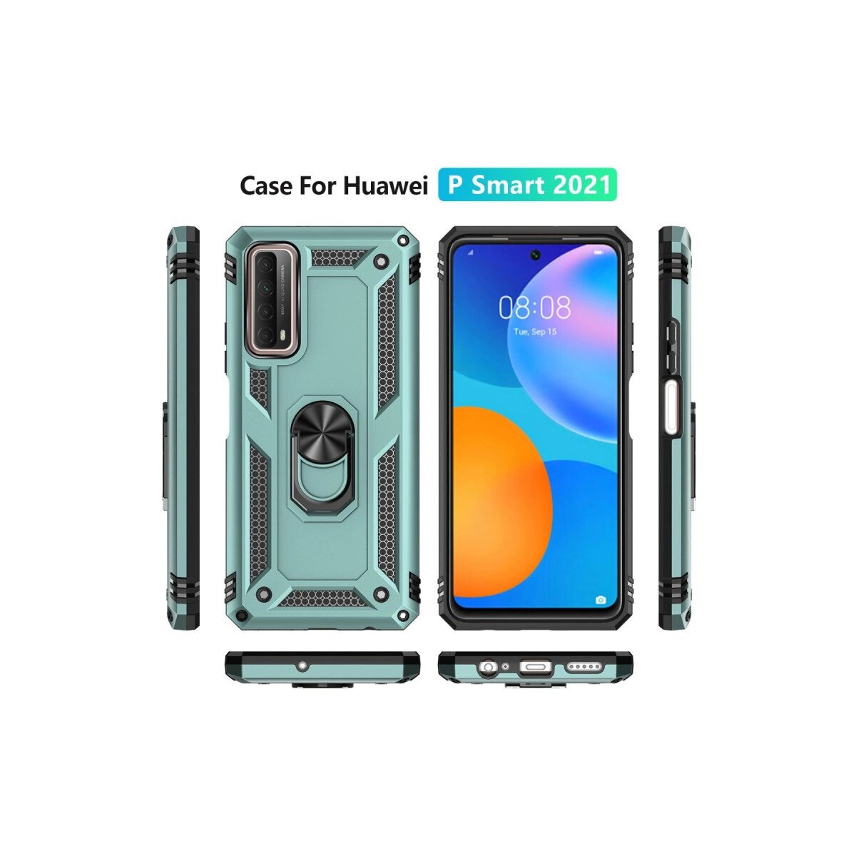 Huawei P Smart 2021 Kılıf Sofya Yüzüklü Silikon Kapak - Yeşil Huawei P Smart 2021 Kılıf Sofya Yüzüklü Silikon Kapak - Yeşil