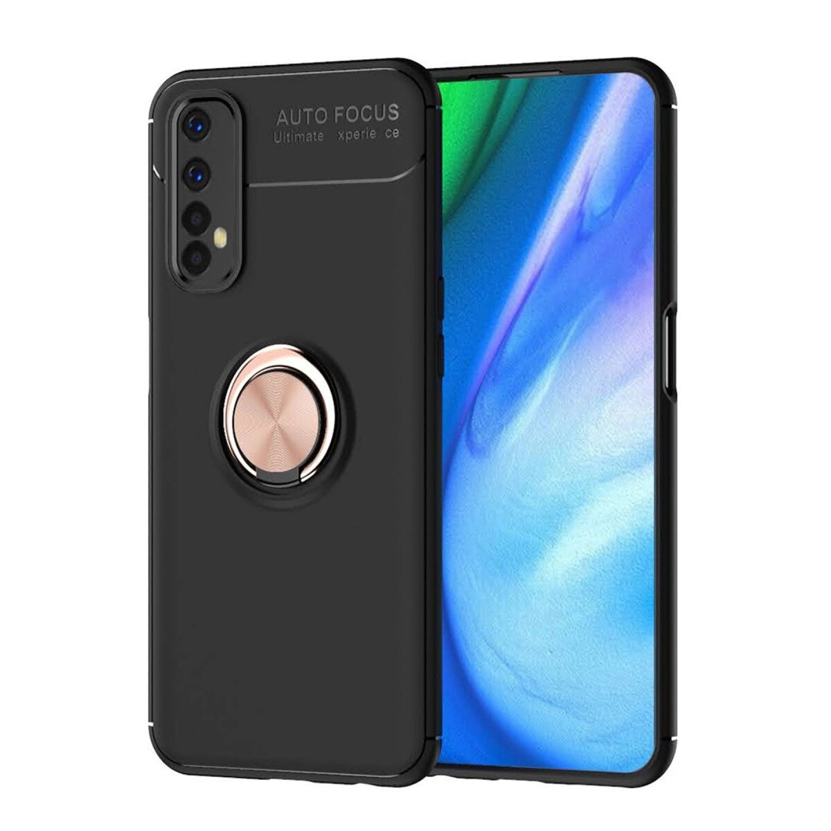 Realme 7 Kılıf Range Yüzüklü Silikon - Siyah-gold Realme 7 Kılıf Range Yüzüklü Silikon - Siyah-gold