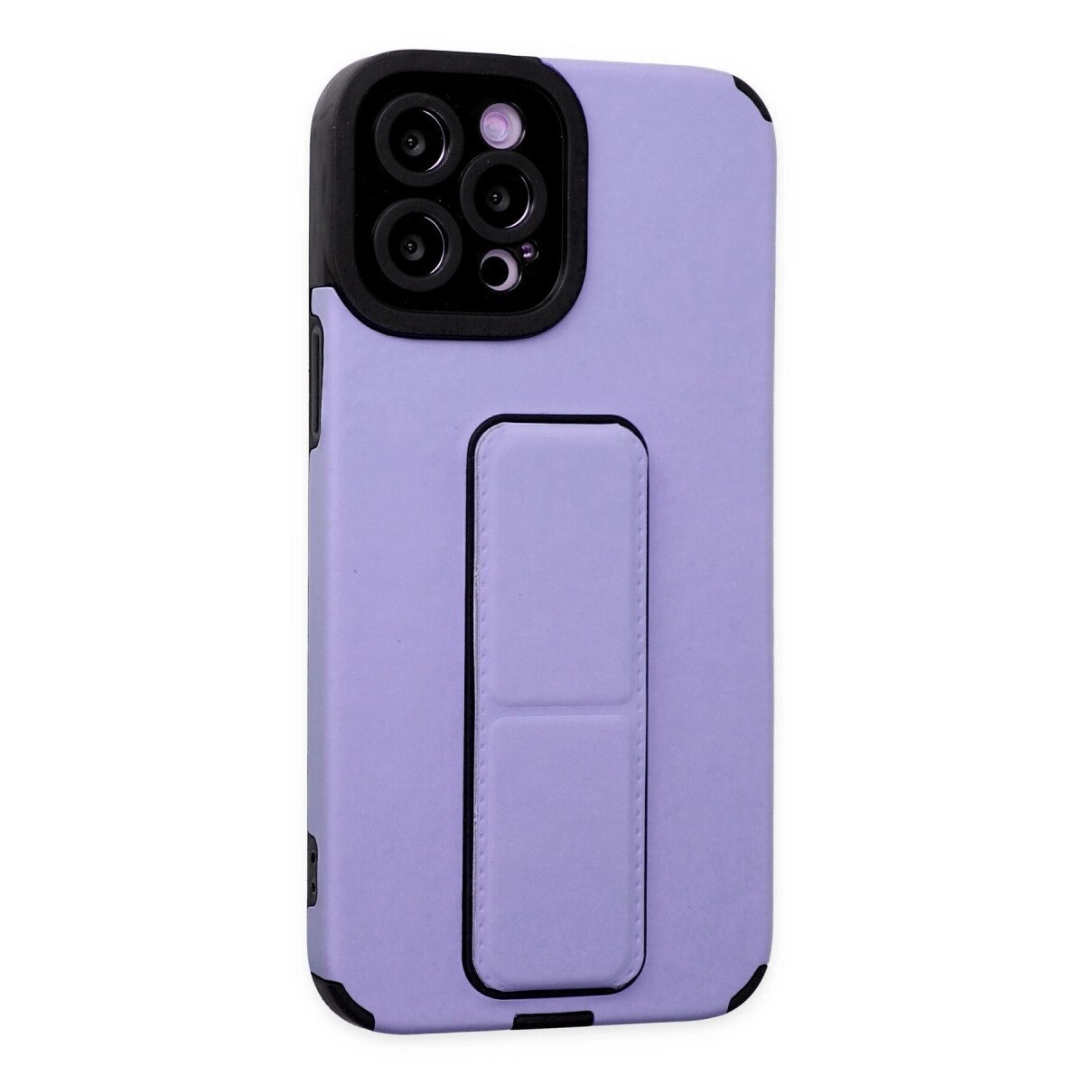 İphone 12 Pro Max Kılıf Mega Standlı Silikon - Lila