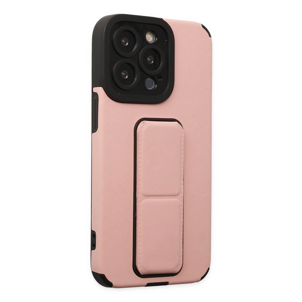 İphone 13 Pro Kılıf Mega Standlı Silikon - Pudra İphone 13 Pro Kılıf Mega Standlı Silikon - Pudra