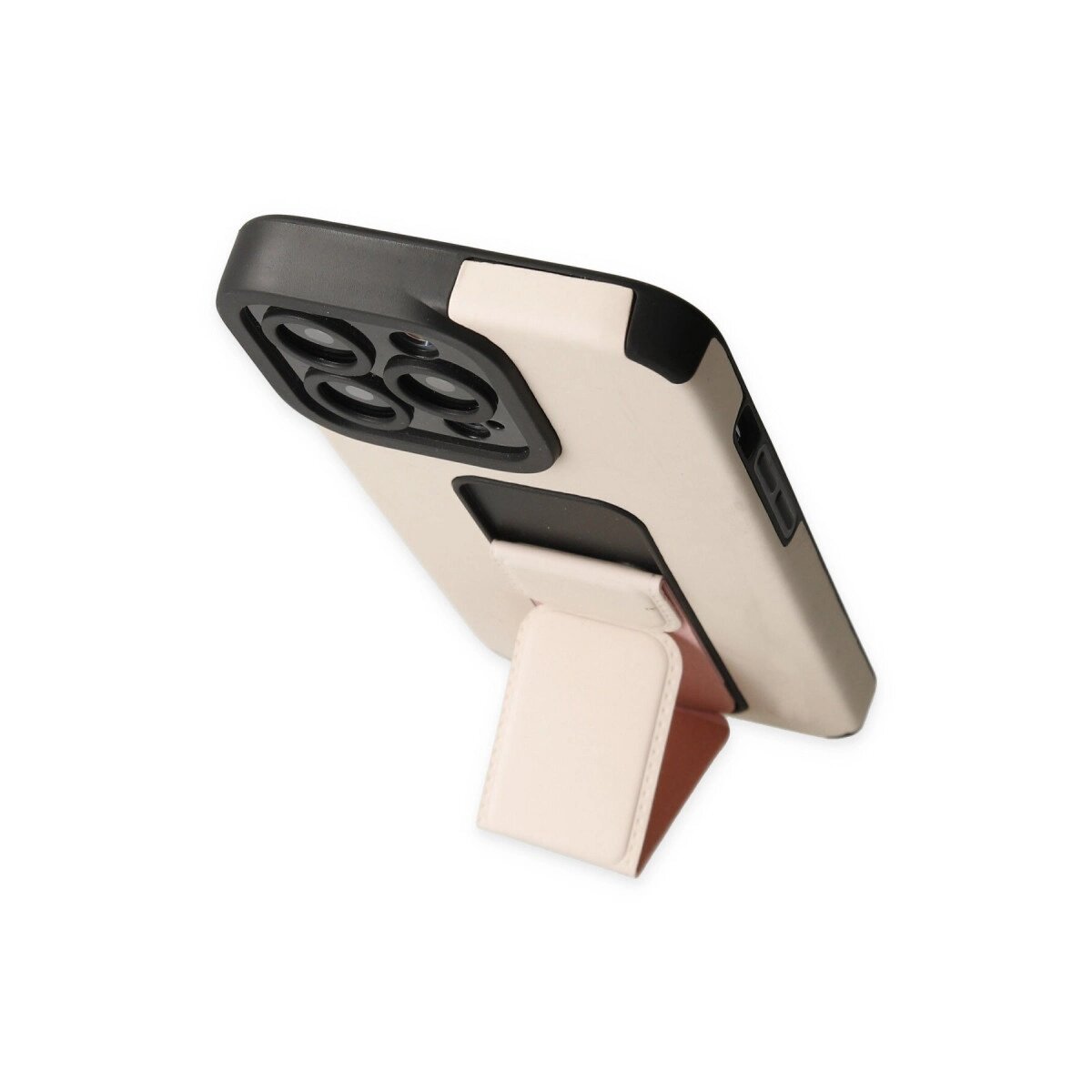 İphone 13 Pro Max Kılıf Mega Standlı Silikon - Gold