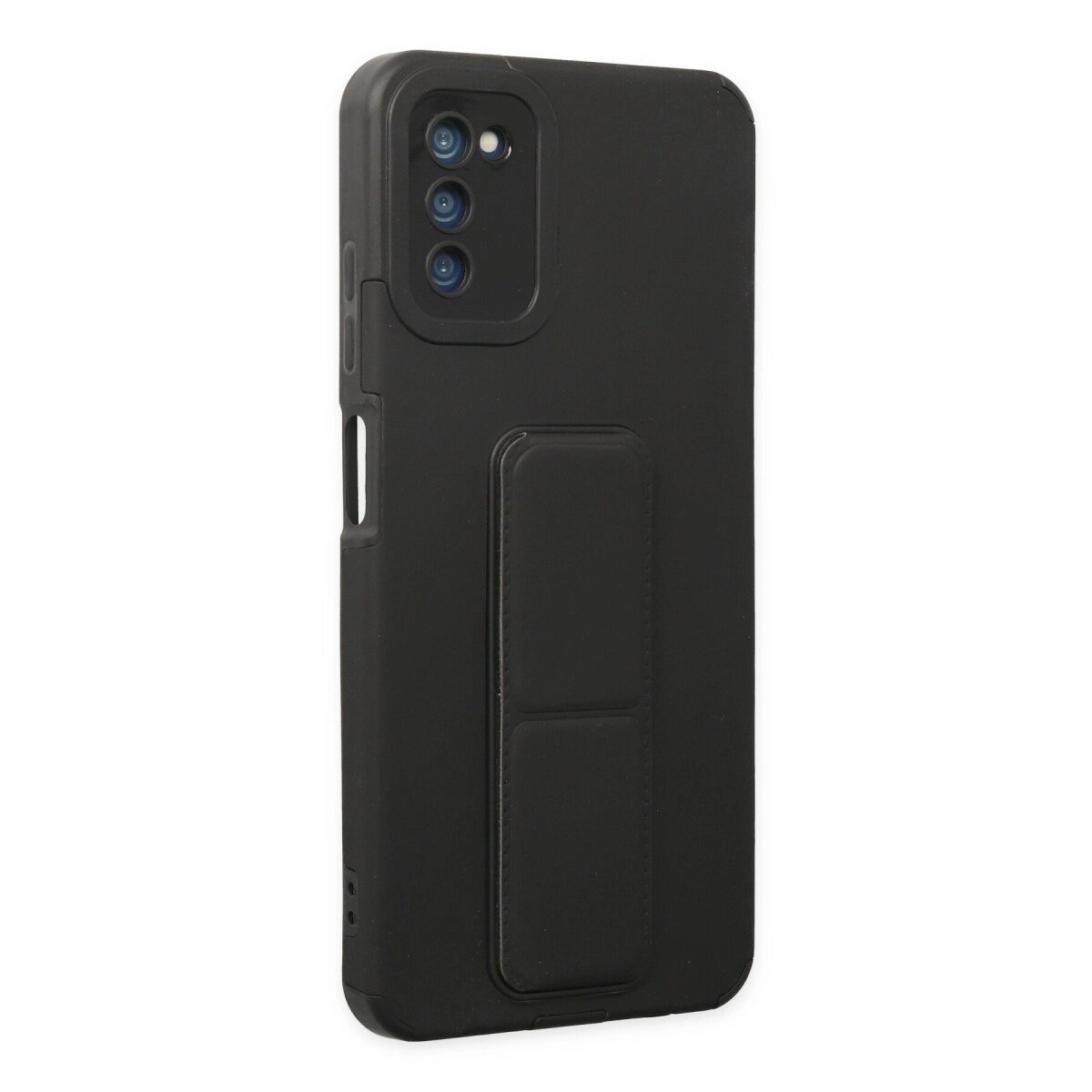 Samsung Galaxy A03s Kılıf Mega Standlı Silikon - Siyah