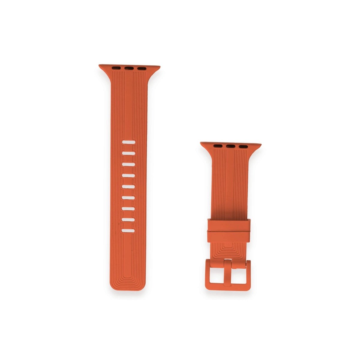 Apple Watch 42mm Kr408 Çizgili Silikon Kordon - Turuncu