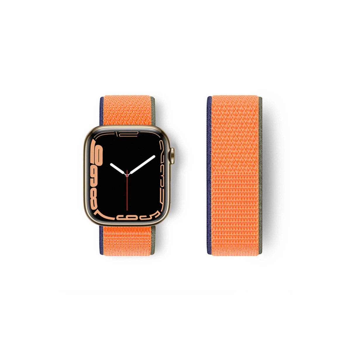 Apple Watch 38mm Hasırlı Cırtcırtlı Kordon - Lacivert-turuncu