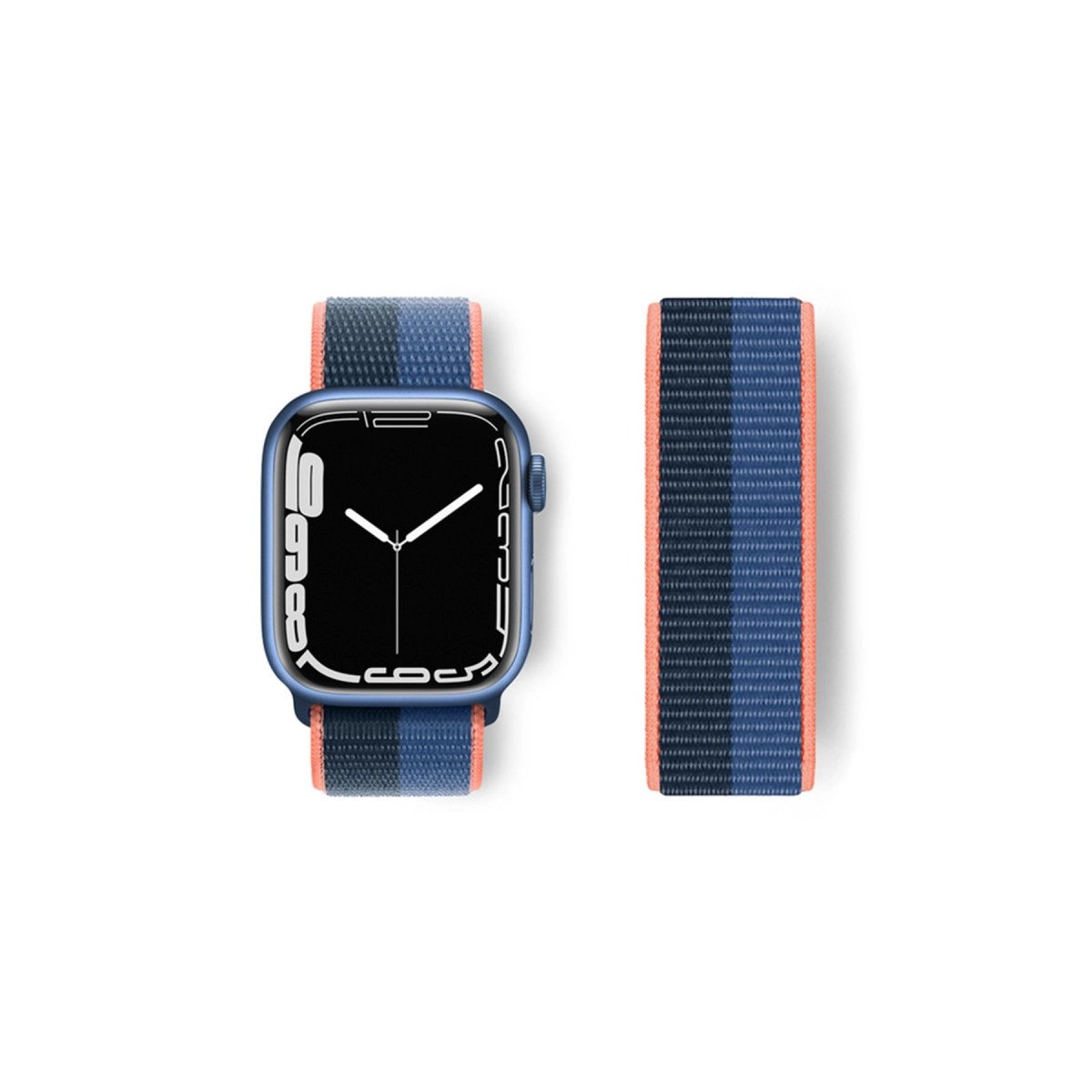 Apple Watch 38mm Hasırlı Cırtcırtlı Kordon - Siyah-mavi