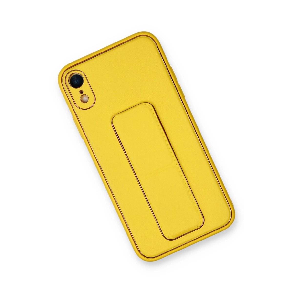 İphone Xr Kılıf Coco Deri Standlı Kapak - Sarı İphone Xr Kılıf Coco Deri Standlı Kapak - Sarı