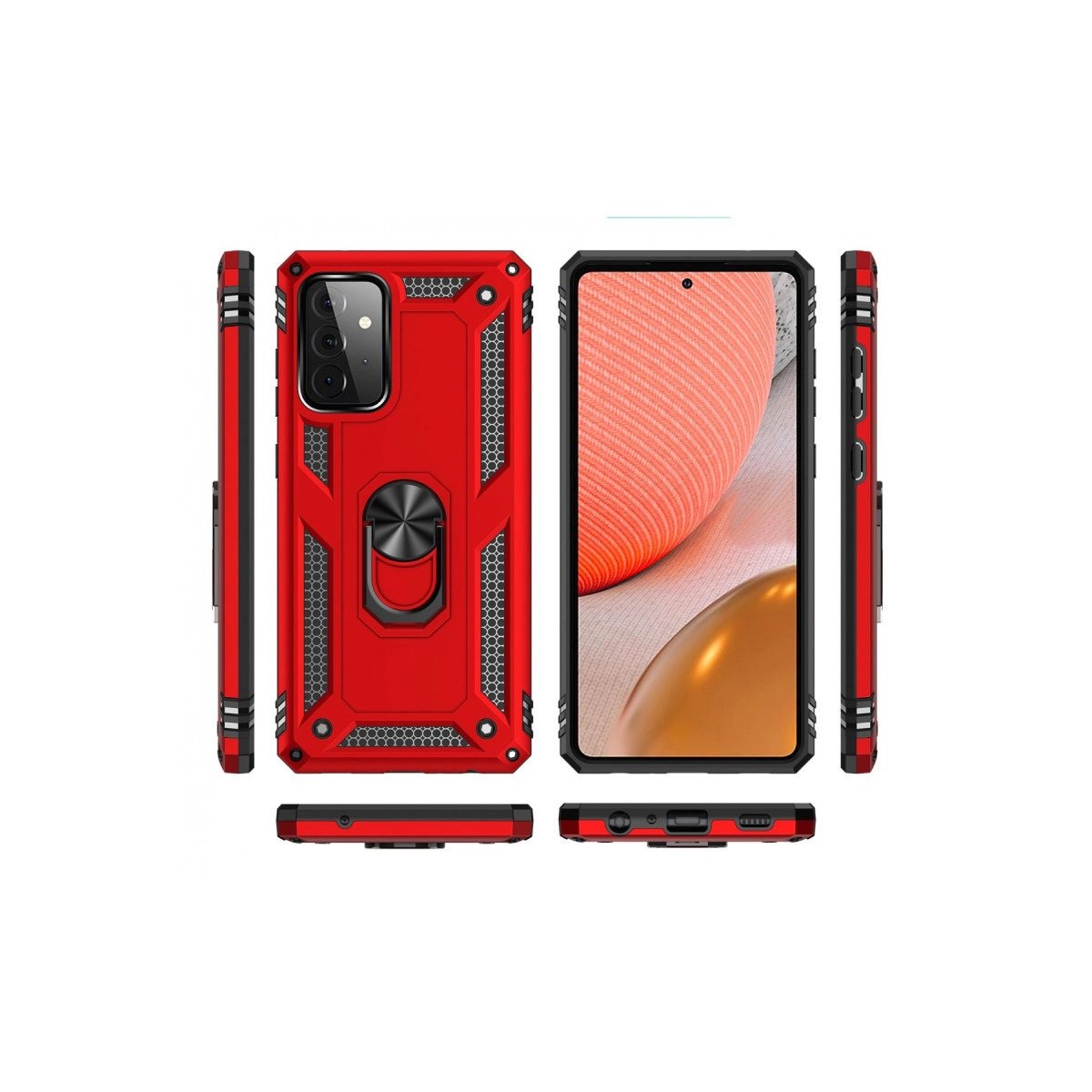 Samsung Galaxy A72 Kılıf Sofya Yüzüklü Silikon Kapak - Kırmızı Samsung Galaxy A72 Kılıf Sofya Yüzüklü Silikon Kapak - Kırmızı