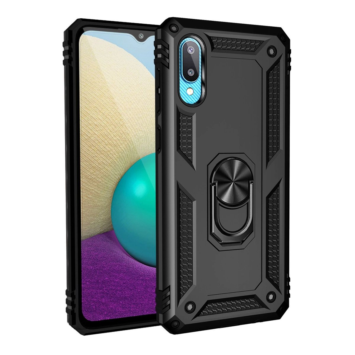 Galaxy A02 Kılıf Sofya Yüzüklü  Kapak - Siyah