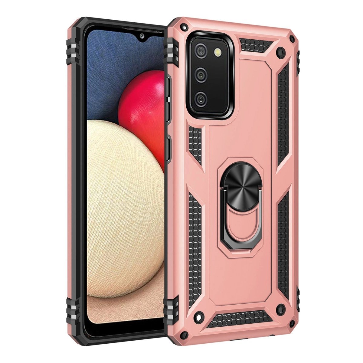 Galaxy A02s Kılıf Sofya Yüzüklü  Kapak - Rose
