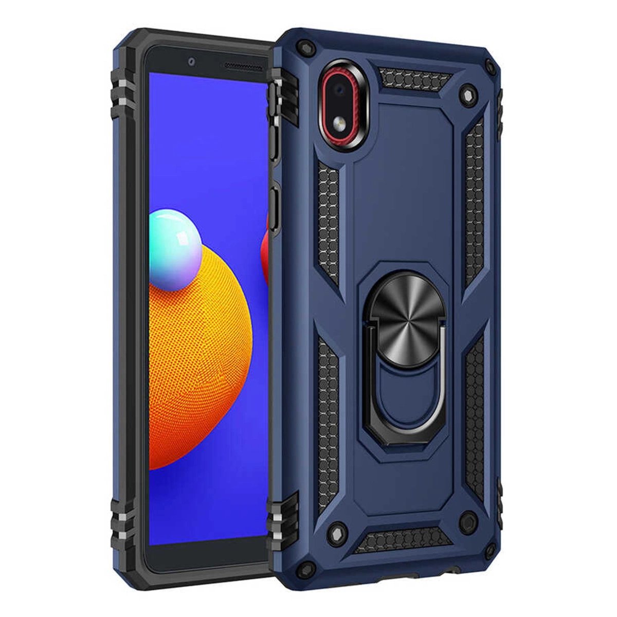 Galaxy A01 Core Kılıf Sofya Yüzüklü  Kapak - Lacivert