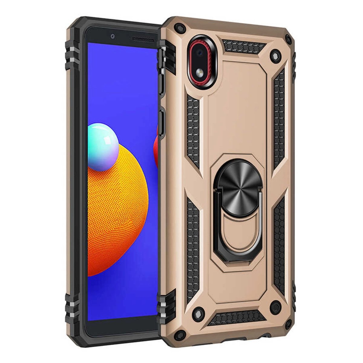 Galaxy A01 Core Kılıf Sofya Yüzüklü  Kapak - Gold