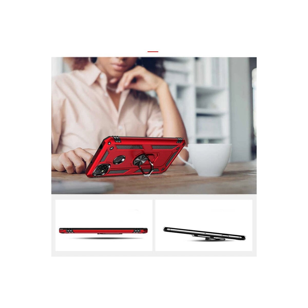 Xiaomi Redmi 9c Kılıf Sofya Yüzüklü Silikon Kapak - Rose Xiaomi Redmi 9c Kılıf Sofya Yüzüklü Silikon Kapak - Rose