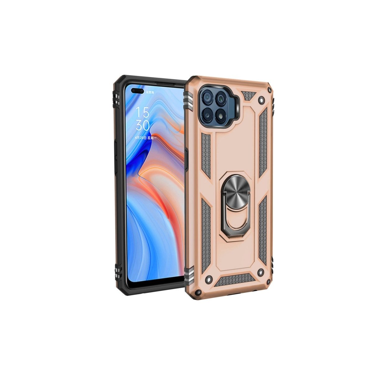 Oppo Reno 4 Lite Kılıf Sofya Yüzüklü Silikon Kapak - Gold Oppo Reno 4 Lite Kılıf Sofya Yüzüklü Silikon Kapak - Gold