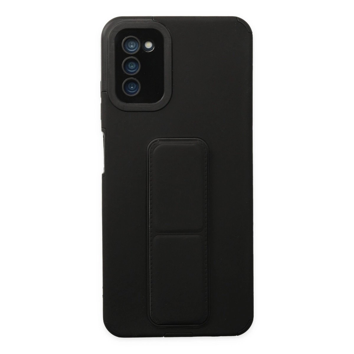 Samsung Galaxy A03s Kılıf Mega Standlı Silikon - Siyah Samsung Galaxy A03s Kılıf Mega Standlı Silikon - Siyah