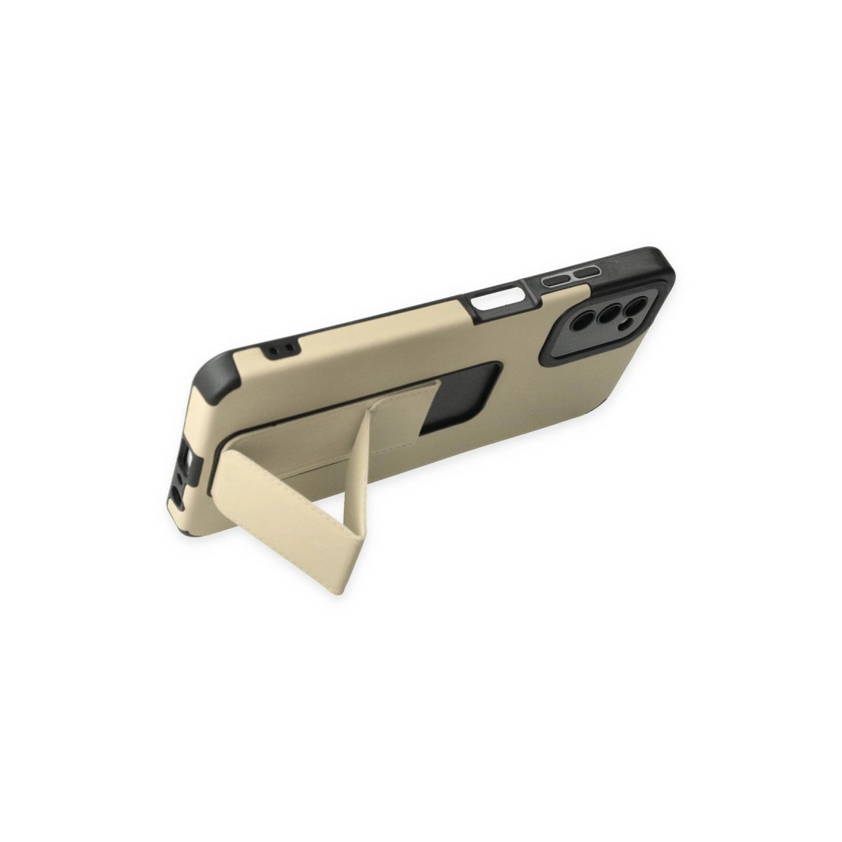 Samsung Galaxy A03s Kılıf Mega Standlı Silikon - Gold Samsung Galaxy A03s Kılıf Mega Standlı Silikon - Gold
