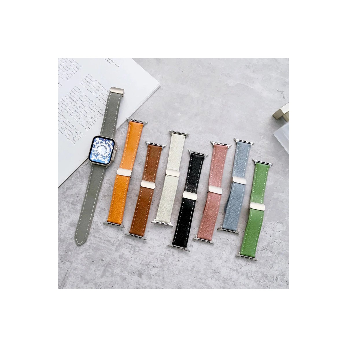 Apple Watch 38mm Kr414 Daks Deri Kordon - Siyah