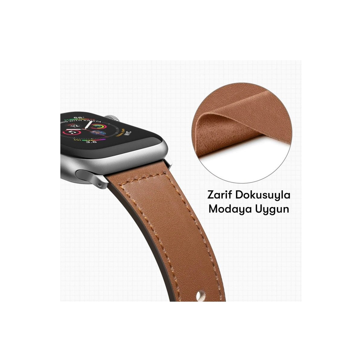 Apple Watch 38mm Kr415 Luaz Deri Kordon - Pembe