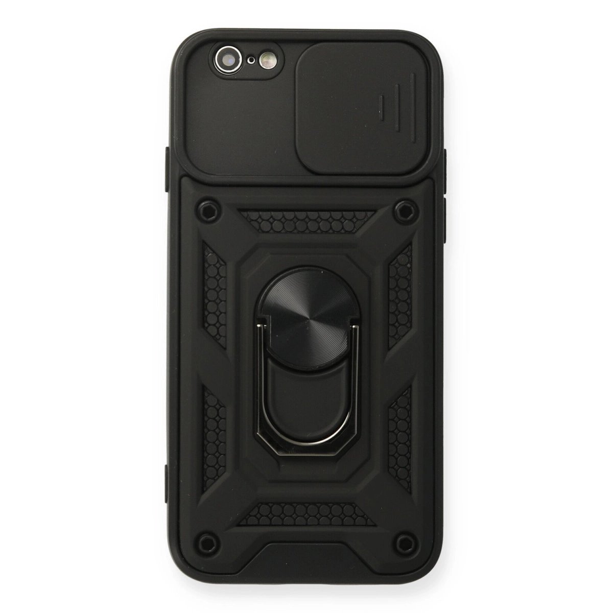 İphone 6 Kılıf Pars Lens Yüzüklü Silikon - Siyah