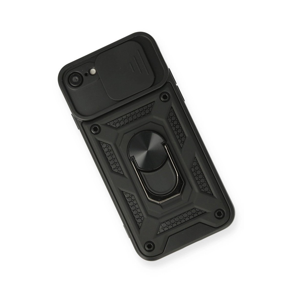 İphone 7 Kılıf Pars Lens Yüzüklü Silikon - Siyah